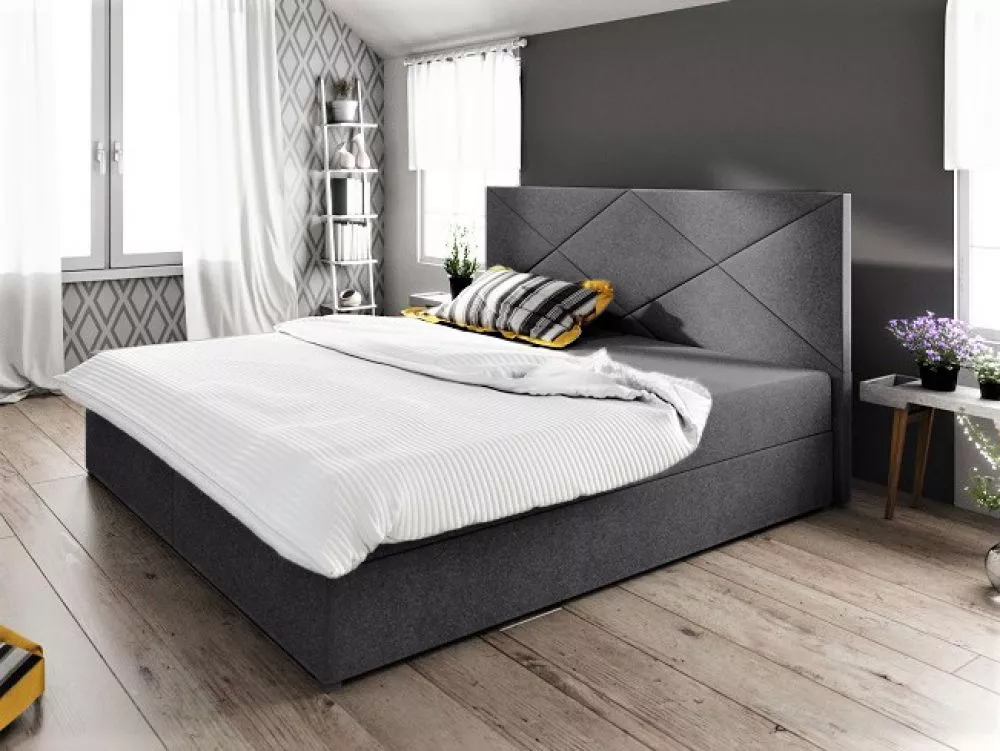Gulta Fado 4 Boxspring Standard Guļamvietas platums: 180 cm, Guļamvietas garums: 200 cm, · Tumši pelēks · 185 × 208 × 10