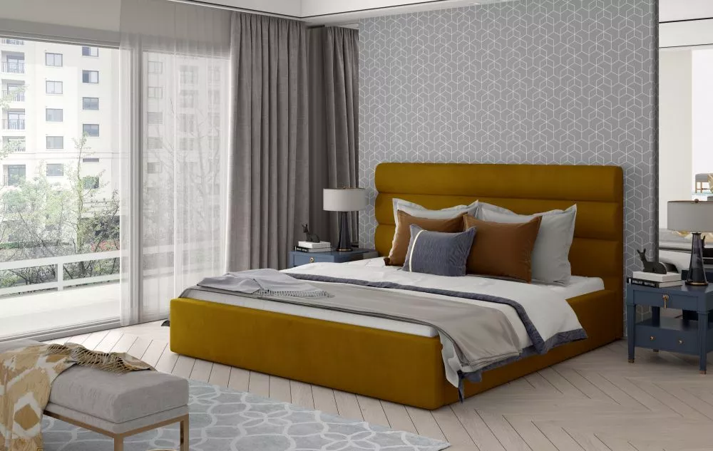 Gulta Caramel Standard Lux ar stelāžu Guļamvietas platums: 160 cm, Guļamvietas garums: 200 cm, stelāžas tips: metāla, · 