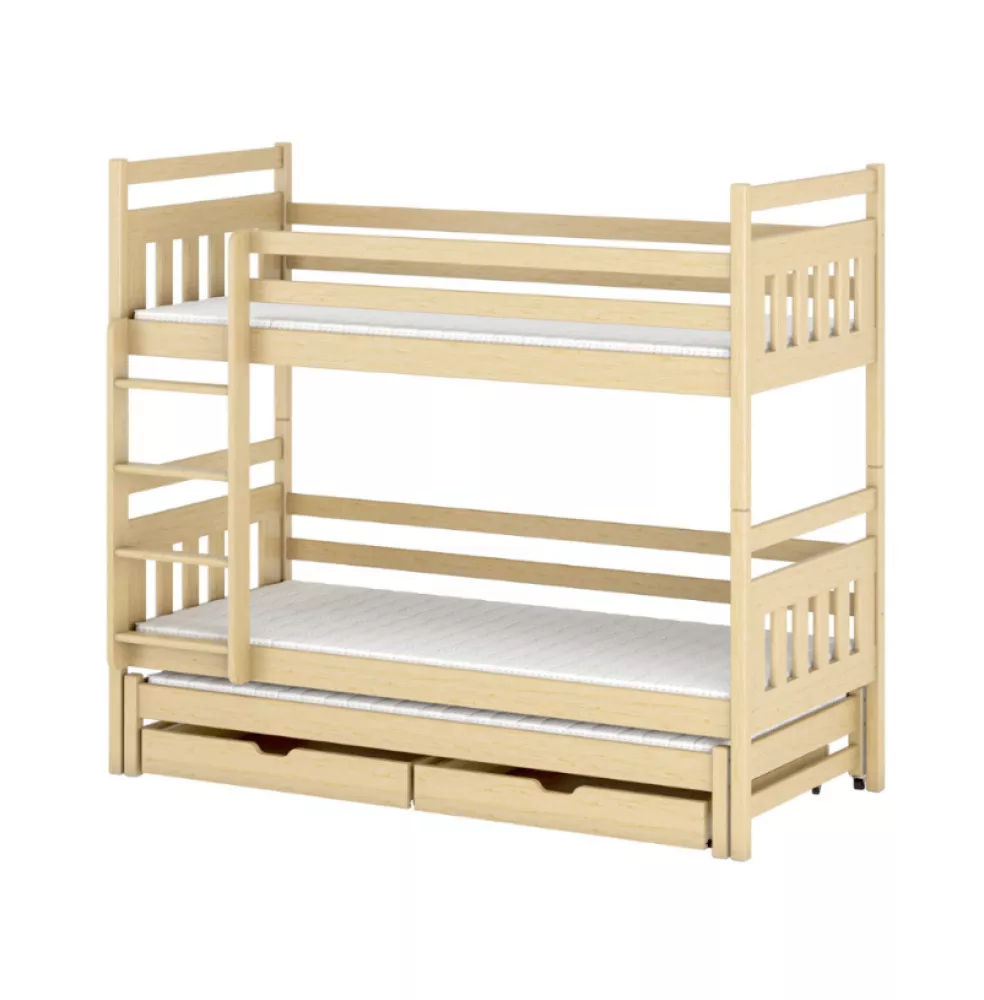 Bērnu gulta Seweryn ar stelāžām Guļamvietas platums: 80 cm, Guļamvietas garums: 180 cm, · Priede · 87 × 188 × 164 cm