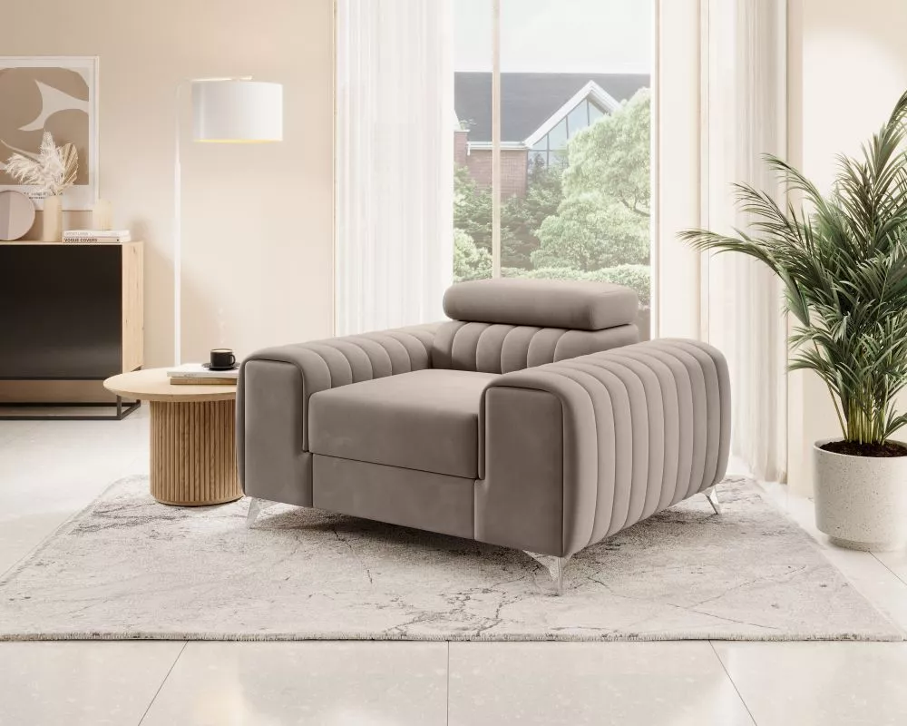 Mīksts krēsls Laurence 1S Standard Sēdvietas dziļums: 55 cm, · Kapučino · 125 × 97 × 75 cm