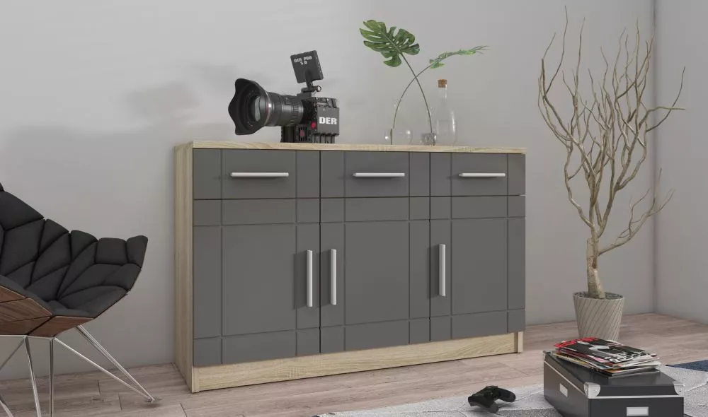 Kumode Paris K · Ozols sonoma + grafit · 103.4 × 37 × 70 cm