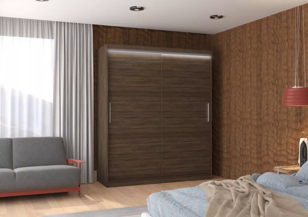 Skapis Lincoln ar LED · Šokolādes · 180 × 58 × 215 cm