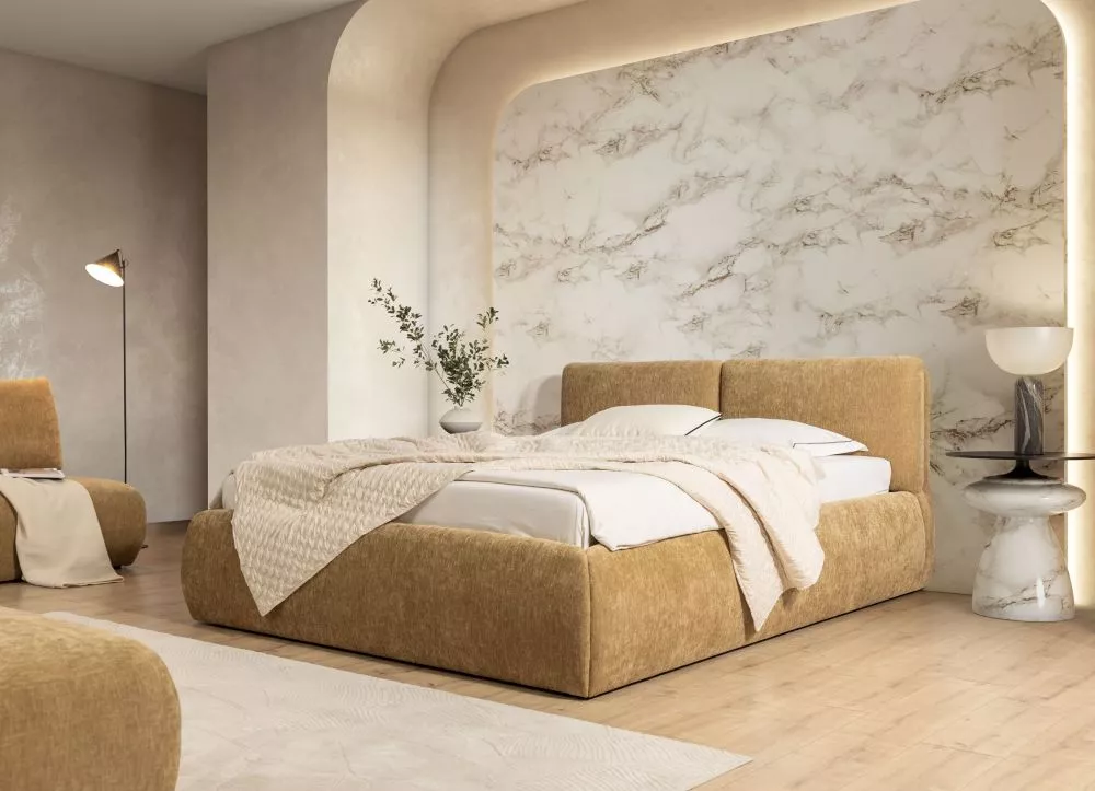 Gulta Dionizos Standard ar stelāžu Guļamvietas platums: 160 cm, Guļamvietas garums: 200 cm, · Sinepju · 185 × 226 × 94 c