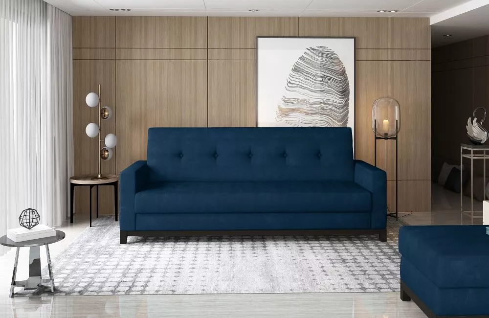 Dīvāns Selene Walnut standard · Zila · 87 × 216 × 93 cm