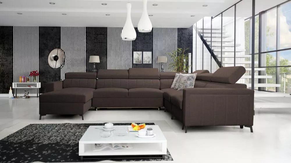 Dīvāns Baltico 7 Premium Standard · Tumši brūns · 274 × 351 × 83 cm