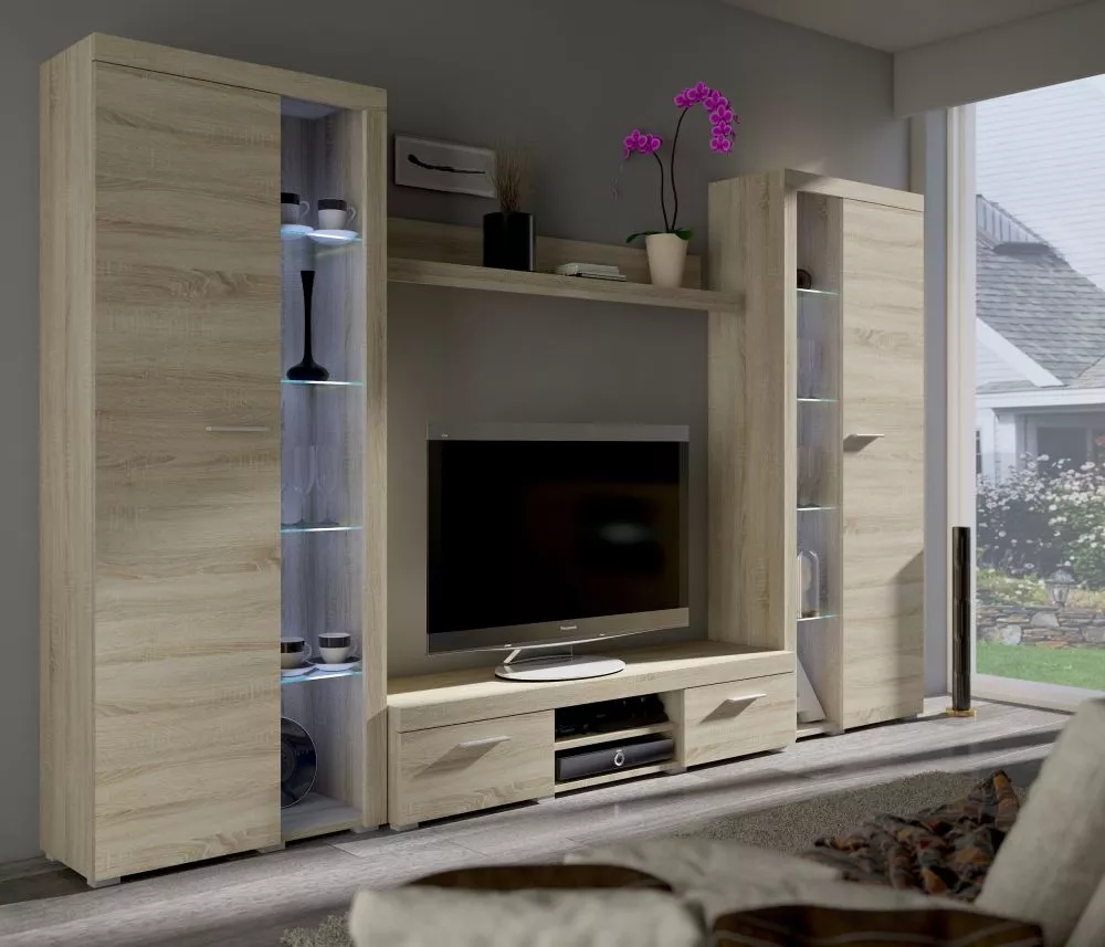 Sekcija Rumba XL ar LED Korpusa krāsa: sonoma, · 300 × 40.3 × 190 cm