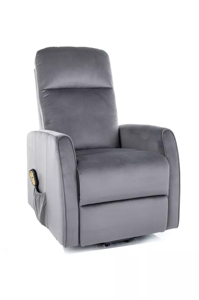 Mīksts krēsls Leto Velvet Sēdvietas dziļums: 51 cm, Maksimālais dziļums: 165 cm, · Pelēks · 68 × 90 × 107 cm
