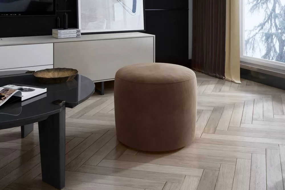 Pufs Linsy Standard Auduma numurs: Monolith 09, · Gaiši brūns · 40 × 43 × 40 cm