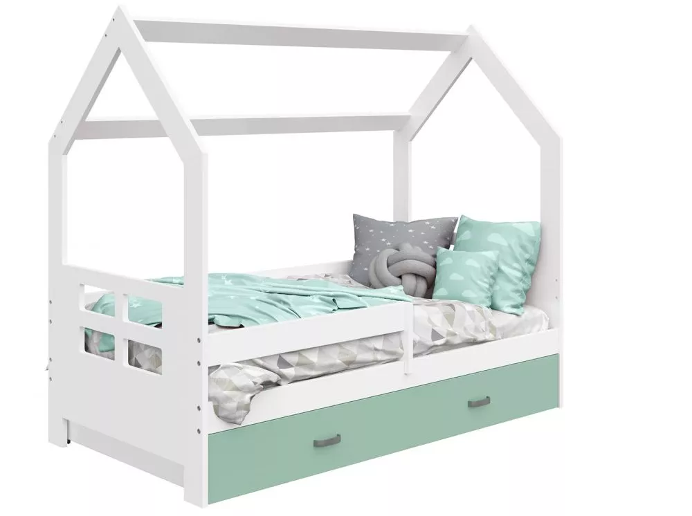 Bērnu gulta Domek D3-D ar stelāžu Guļamvietas platums: 80 cm, Guļamvietas garums: 160 cm, · 87 × 164 × 144 cm