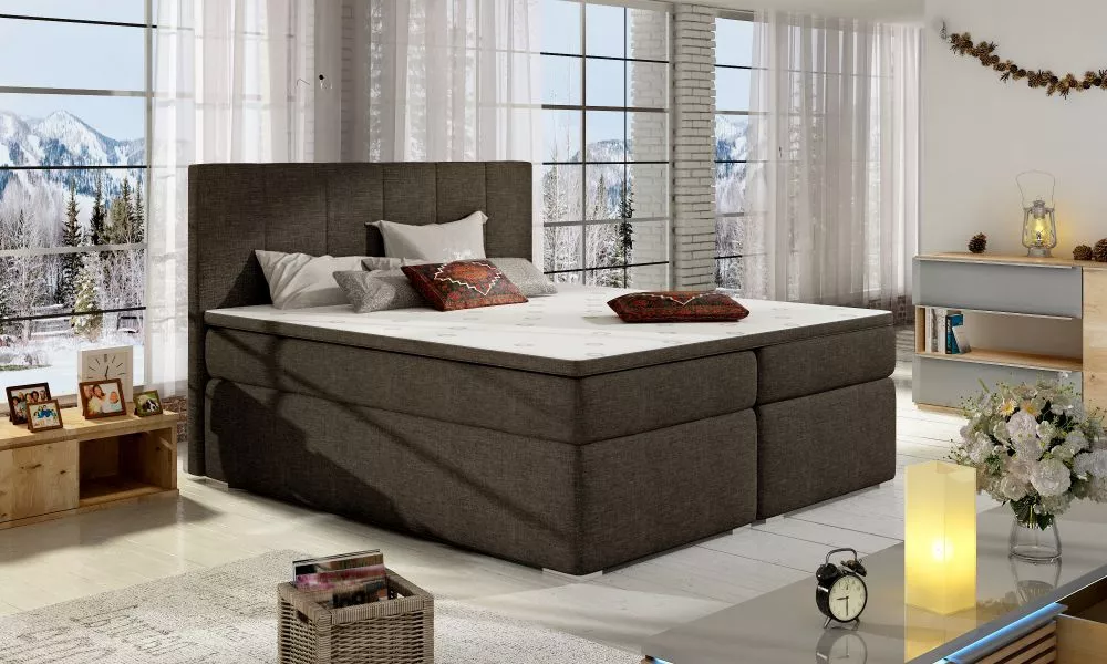Gulta Bolero Boxspring standard Guļamvietas platums: 160 cm, Guļamvietas garums: 200 cm, · Brūns · 163 × 205 × 126 cm