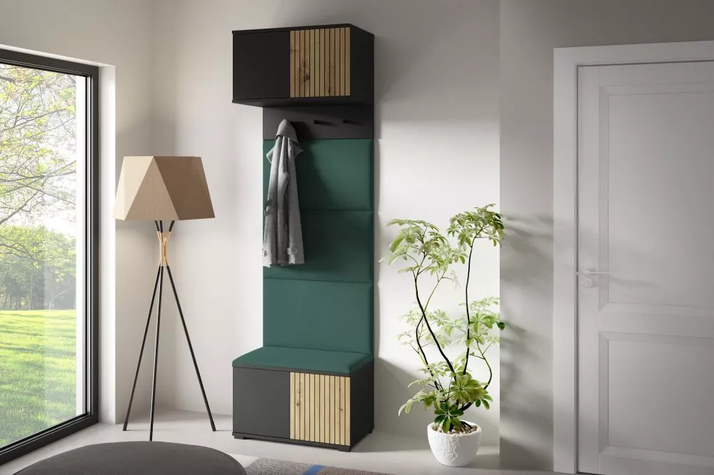 Apavu plaukts Ross 5 Trinity Korpusa krāsa: melns + ozols artisan, · 70 × 225 × 40 cm