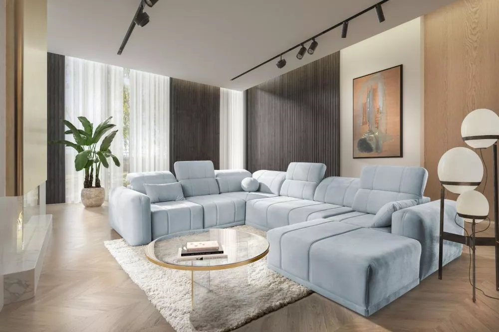 Dīvāns Ravello 8 Standard · Gaiši zils · 291 × 360 × 82 cm