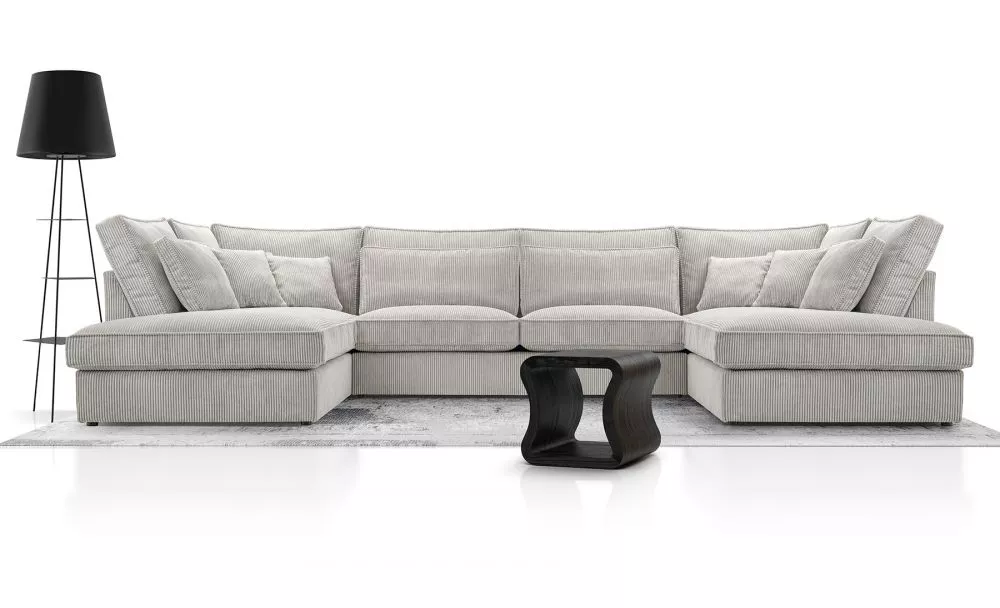 Dīvāns Cobra U Standard · Gaiši pelēks · 225 × 407 × 93 cm