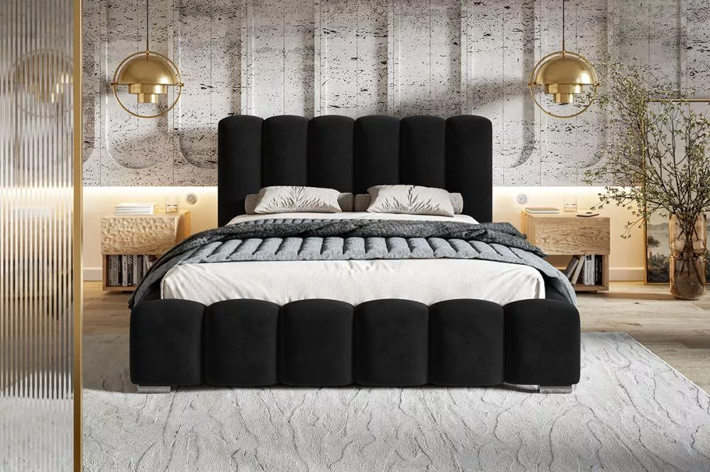 Gulta Bed 18 standard ar stelāžu Guļamvietas platums: 160 cm, Guļamvietas garums: 200 cm, stelāžas tips: koka, · Melns ·