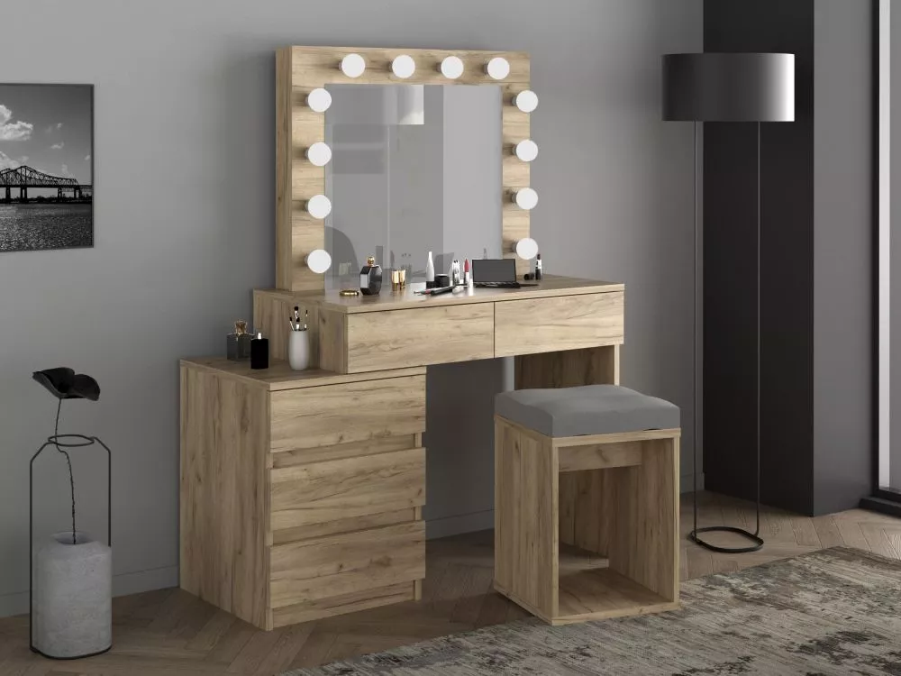 Kosmētikas galds Adele 12 LED · Ozols craft zelts · 113 × 142 × 47 cm