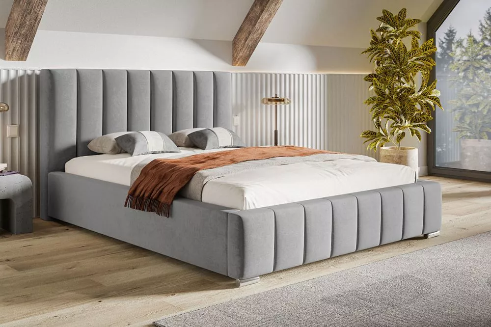 Gulta Bed 10 standard ar stelāžu Guļamvietas platums: 160 cm, Guļamvietas garums: 200 cm, stelāžas tips: koka, · Pelēks 