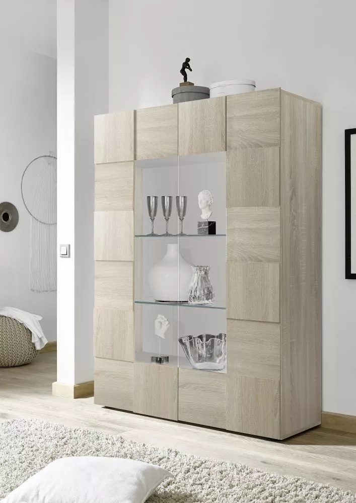Sekcija Dama 06 ar LED · Sonoma · 121 × 43 × 166 cm