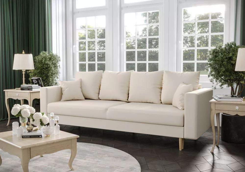 Dīvāns Kristi Standard Guļamvietas platums: 135 cm, · Krēma · 225 × 87 cm