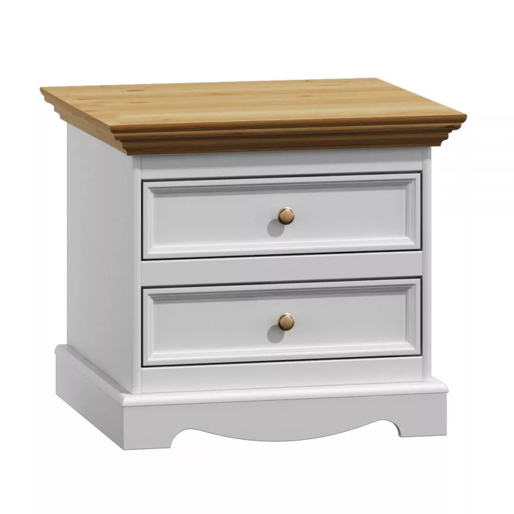 Naktsgaldiņš Belluno Elegante Szafka Korpusa krāsa: balts, Elementu krāsa: ozols, · 60 × 45 × 53 cm