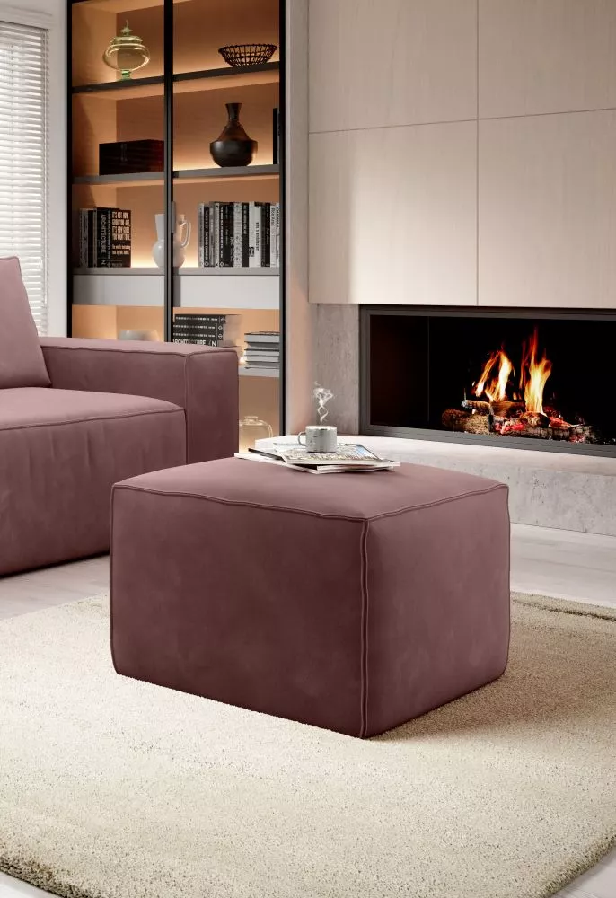 Pufs Silla P Standard Auduma numurs: Lukso 24, · Rozā · 88 × 45 × 68 cm