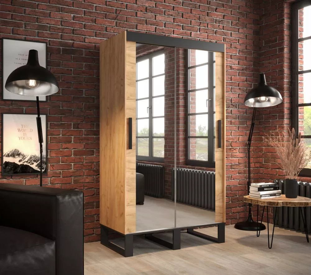 Skapis Loft T3 · Ozols craft zelts · 120 × 62 × 212 cm