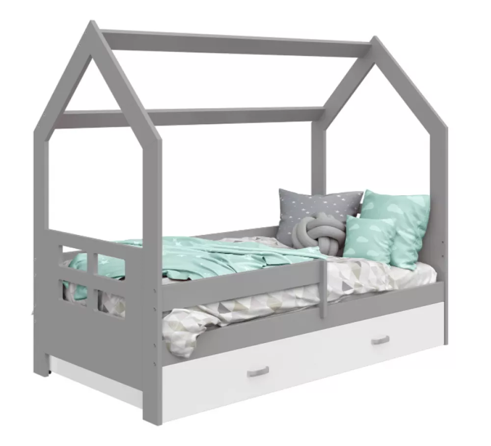 Bērnu gulta Domek D3-D ar stelāžu Guļamvietas platums: 80 cm, Guļamvietas garums: 160 cm, · 87 × 164 × 144 cm