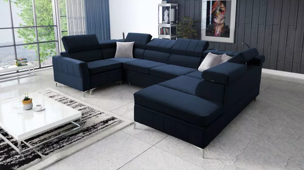 Dīvāns Bartez 5 Standard · Zila · 218 × 336 × 80 cm