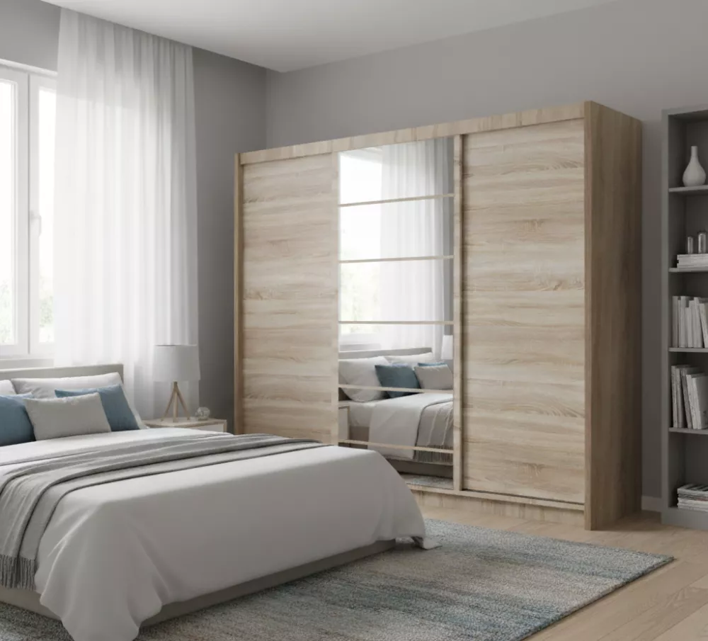 Skapis Malibu 250 ar LED · Sonoma · 250 × 61 × 215 cm