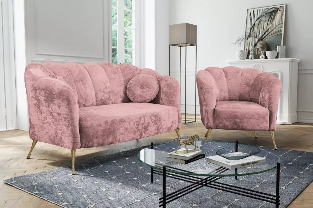Komplekts Adria 3S+1S Gold Standard · Rozā · 83 × 155 × 78 cm