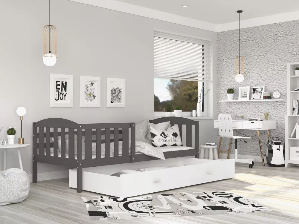 Bērnu gulta Kubus P MDF 90x200 ar stelāžu Guļamvietas platums: 90 cm, Guļamvietas garums: 200 cm, · 96 × 208 × 74 cm