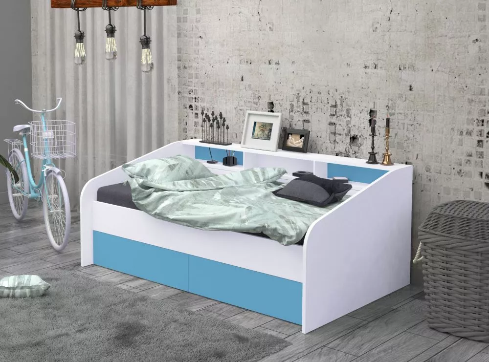 Bērnu gulta Vintage ar stelāžu Guļamvietas platums: 90 cm, Guļamvietas garums: 190 cm, · 113.8 × 194 × 75.2 cm