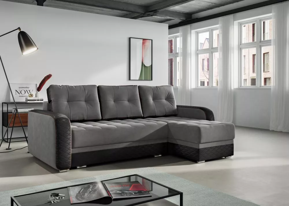 Dīvāns RS Standard · Pelēks + melns · 156 × 234 × 90 cm