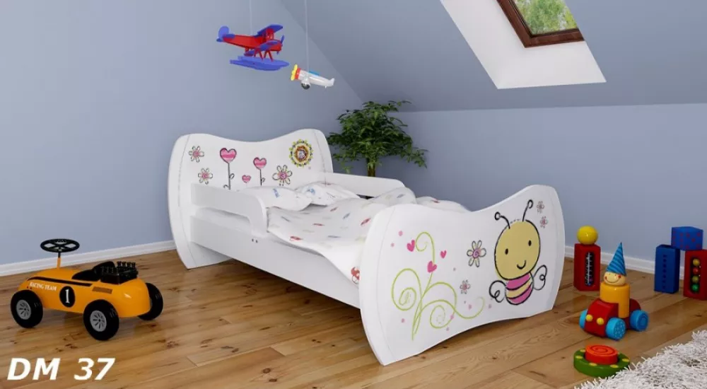 Bērnu gulta Dream DM37 ar stelāžu Guļamvietas platums: 90 cm, Guļamvietas garums: 180 cm, · 114 × 184 × 71 cm