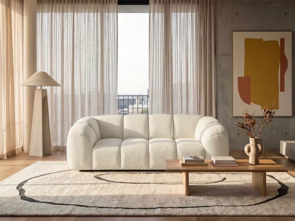 Dīvāns Malibu 3S Standard · Gaišais krēms · 96 × 240 × 70 cm