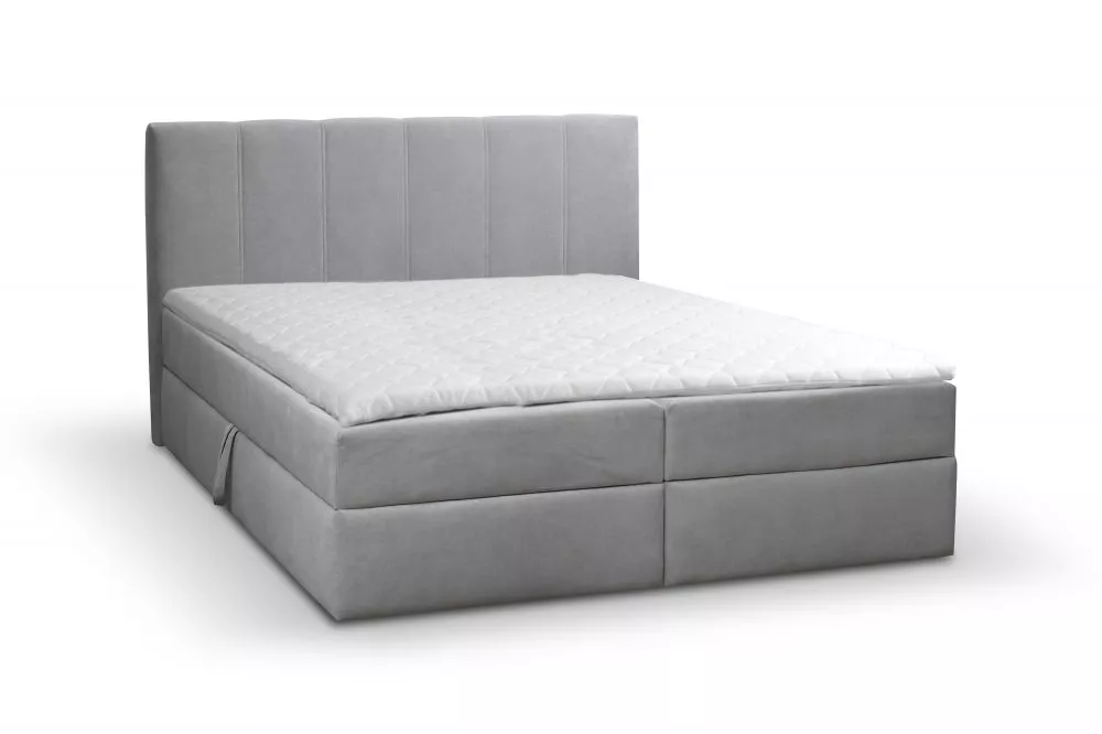 Gulta Emma Boxspring Standard Guļamvietas platums: 160 cm, Guļamvietas garums: 200 cm, · Pelēks · 165 × 210 × 104 cm