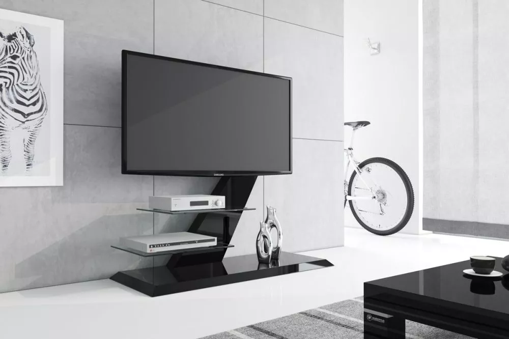 TV tumba RTV Vento · Melns · 120 × 50 × 107.8 cm