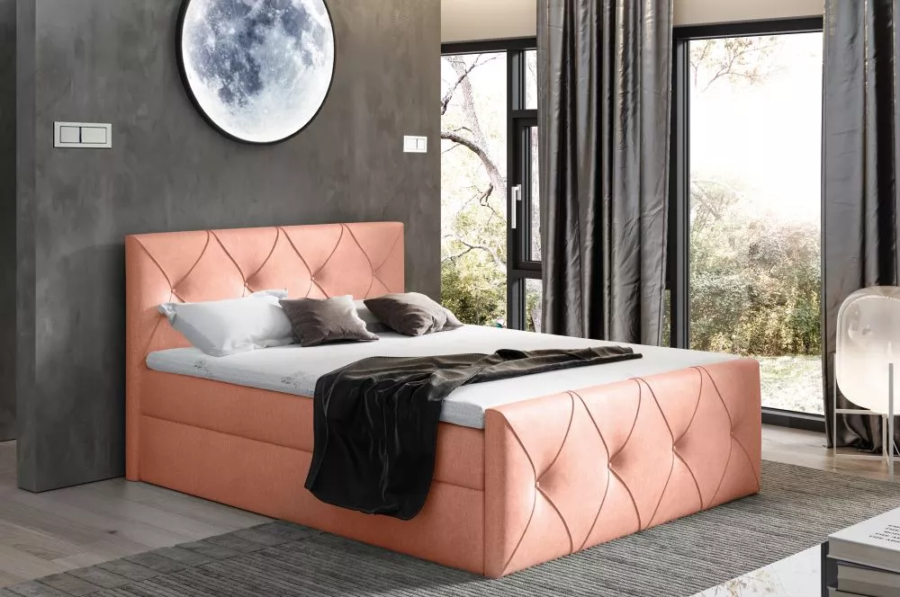 Gulta Crystal Lux Boxspring Premium Standard Guļamvietas platums: 120 cm, Guļamvietas garums: 200 cm, · Persika · 124 × 