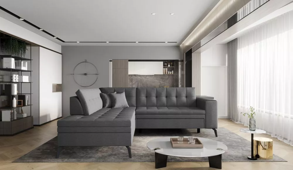 Dīvāns Lanvin Standard · Tumši pelēks · 210 × 260 × 93 cm