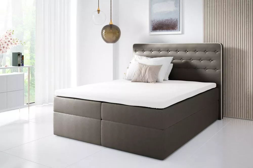 Gulta Malmo Boxspring Premium Standard Guļamvietas platums: 120 cm, Guļamvietas garums: 200 cm, · Brūns · 122 × 208 × 10