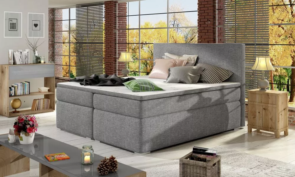 Gulta Divalo Boxspring standard Guļamvietas platums: 180 cm, Guļamvietas garums: 200 cm, · Gaiši pelēks · 183 × 205 × 12