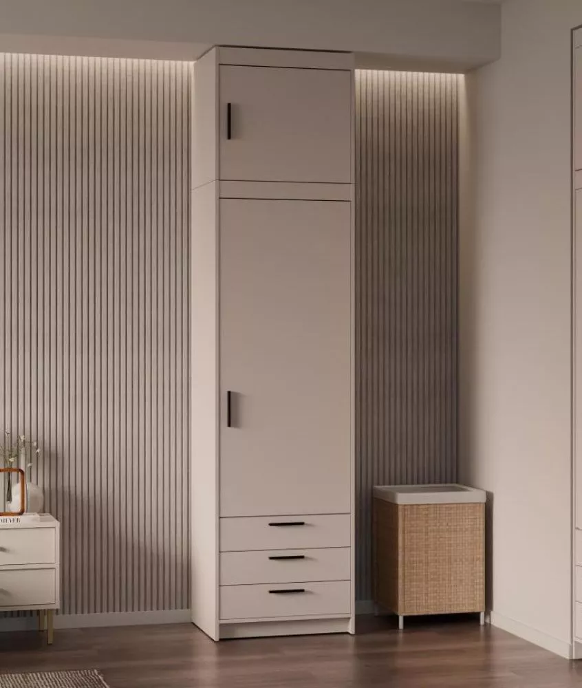 Skapis Elena 1D3S Premium · Bēšs · 59.9 × 53 × 245.5 cm