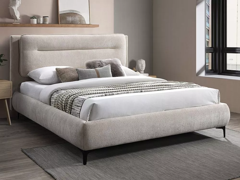 Gulta Nikozja 160x200 ar stelāžu Guļamvietas platums: 160 cm, Guļamvietas garums: 200 cm, · Tumši bēšs · 179 × 217 × 114