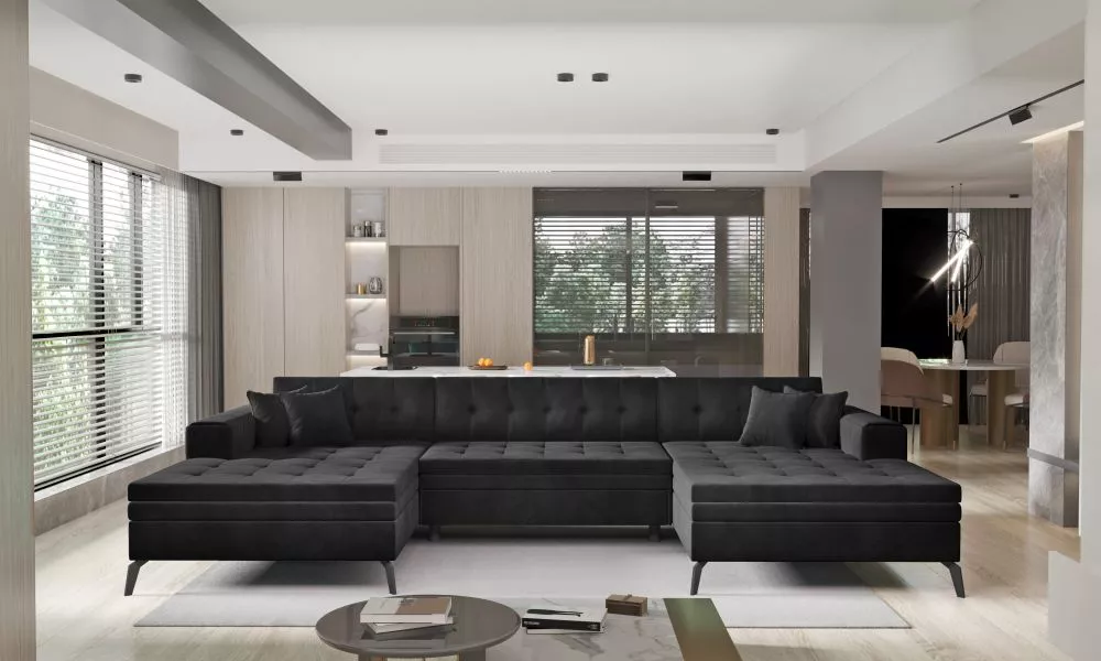 Dīvāns Vertizo standard · Melns · 170 × 350 × 93 cm