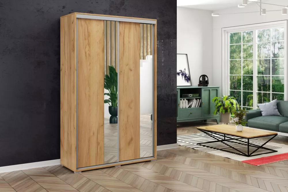 Skapis Modern A4 · Ozols craft zelts · 125 × 62 × 245 cm