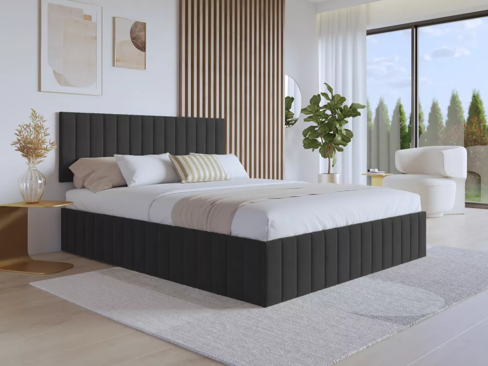 Gulta Lucy 16 ar stelāžu Guļamvietas platums: 120 cm, Guļamvietas garums: 200 cm, · Grafīts · 126 × 206 × 32 cm