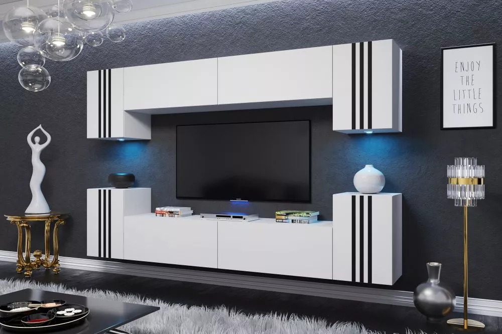 Sekcija Lovbo ar LED · Balts · 240 × 35 × 170 cm