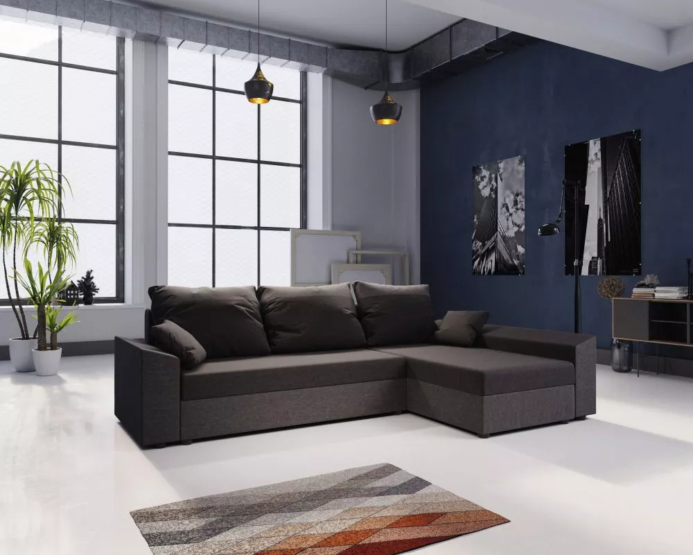 Dīvāns Paul L standard · Tumši pelēks + pelēks · 139 × 248 × 80 cm