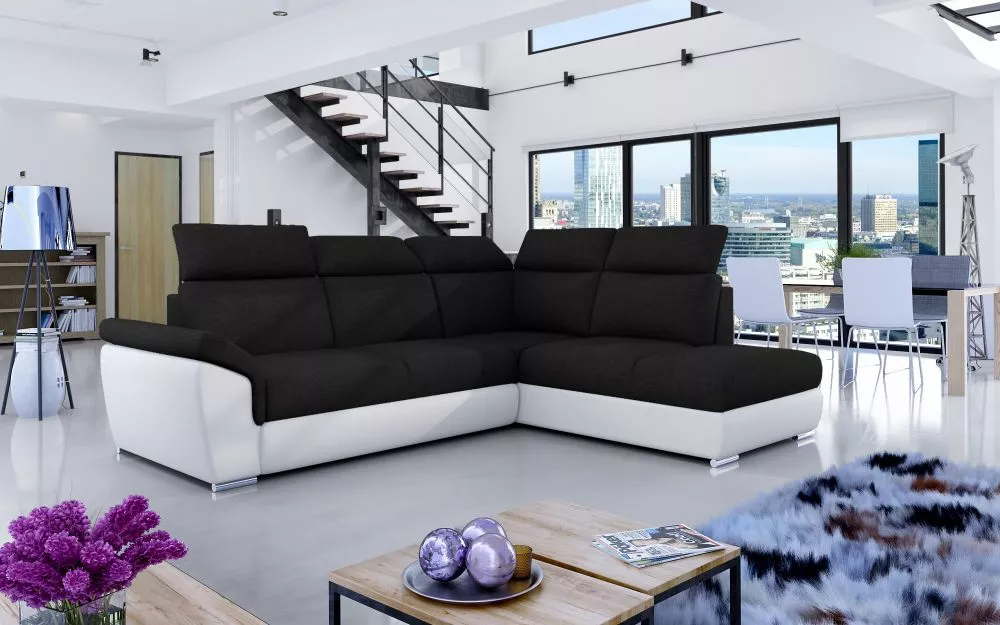 Dīvāns Loreto Classic standard · Melns + balts · 210 × 260 × 102 cm