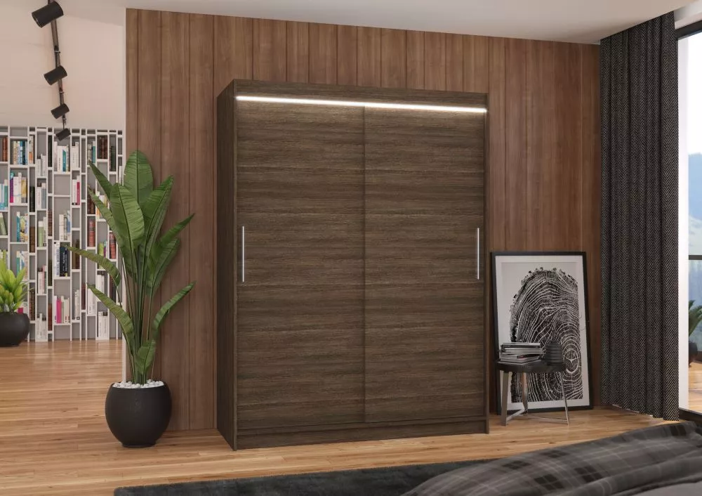 Skapis Denver ar LED · Šokolādes · 150 × 58 × 200 cm