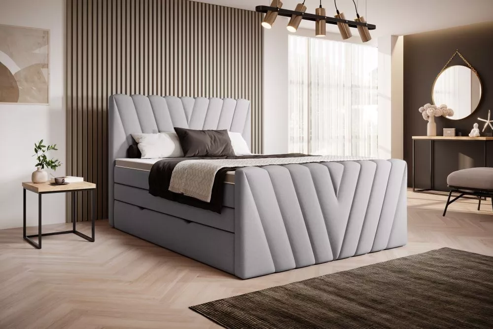 Gulta Candice Boxspring standard Guļamvietas platums: 160 cm, Guļamvietas garums: 200 cm, · Gaiši pelēks · 160 × 220 × 1